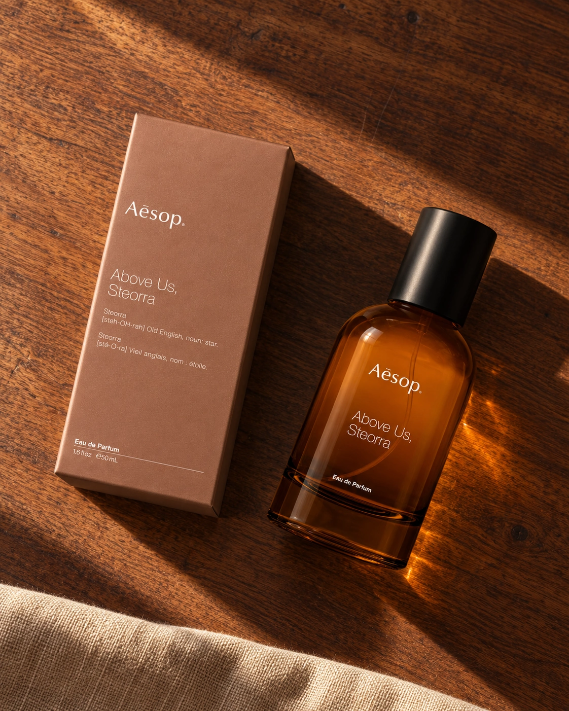 Aesop Above Us, Steorra — Bottle and carton — overhead